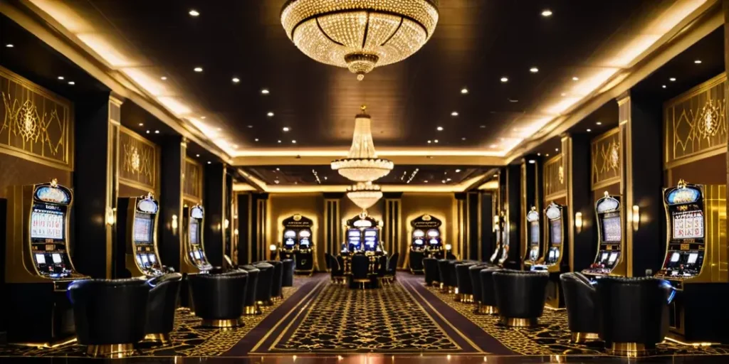 black and gold casino hall